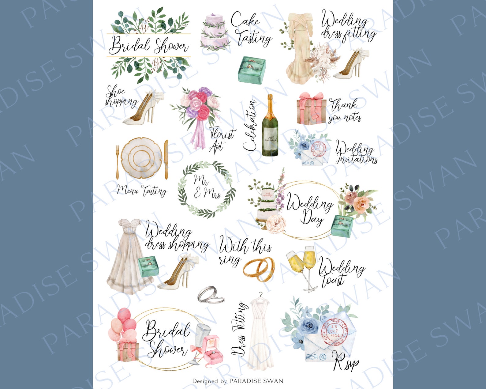 Aesthetic Printable Wedding Stickers Digital Download/ - Etsy