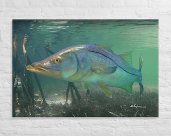 40"x60" Giant Snook Painting, Snook Canvas Print, Over-sized Gallery Wrapped Canvas , Fish Art