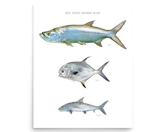 Key West Grand Slam Poster: Tarpon, Permit, Bonefish