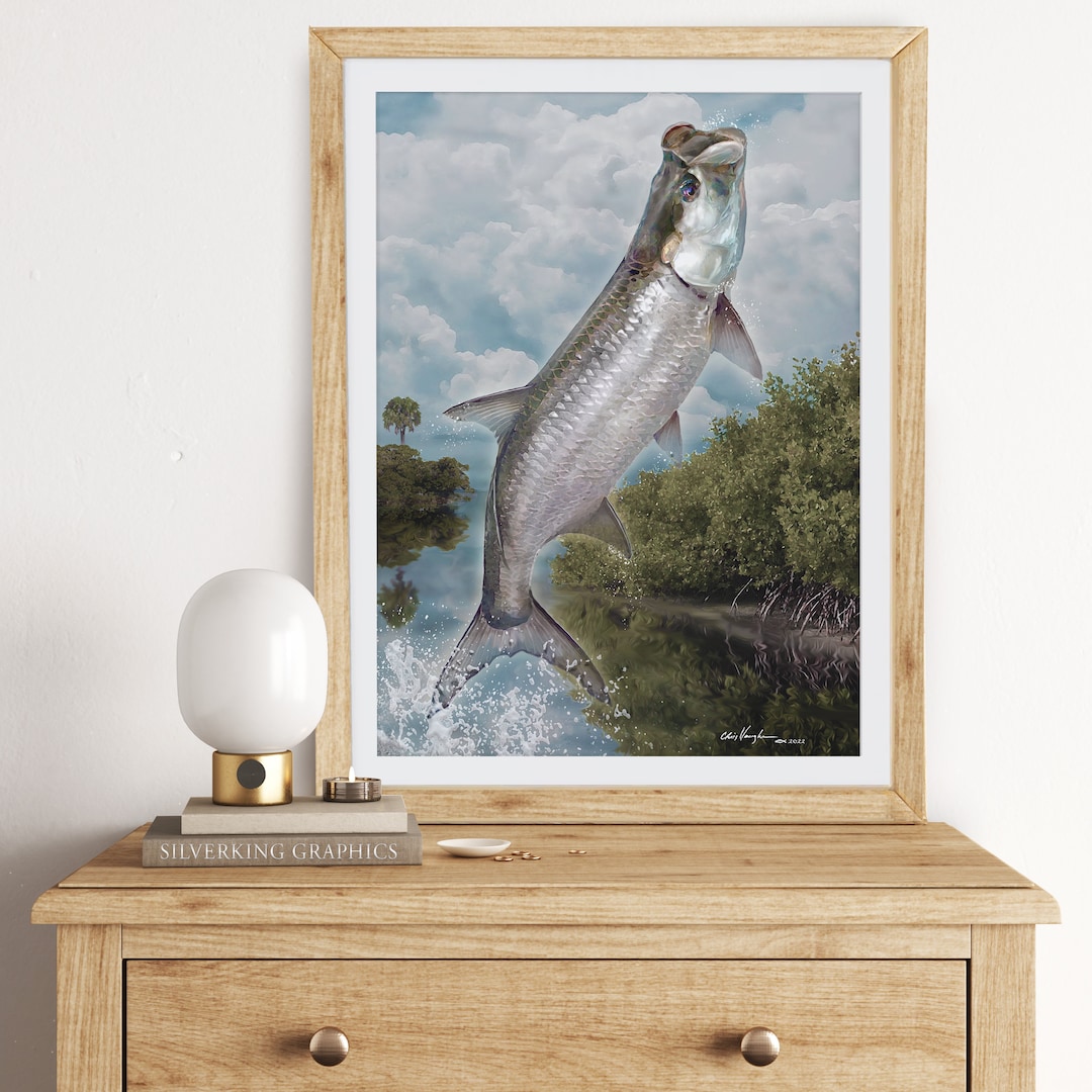 Tarpon Painting Tarpon Art Jumping Tarpon Florida Art Coastal Art
