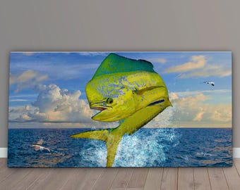 Mahi Mahi Painting, Dolphin Fish Canvas Print, Dorado, Fish Art, Florida Fishing