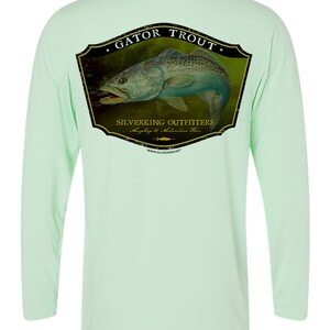 Speckled Trout Performance UPF Long Sleeve Fishing Shirt, UV Protection, Moisture Wicking, Silverking Outfitters, Gator Trout