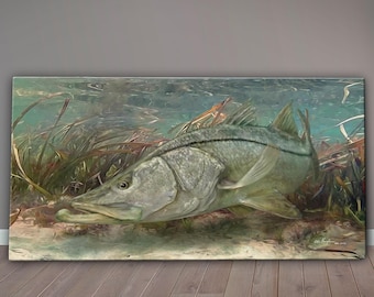Snook Painting, Snook Canvas Print, Gallery Wrapped Canvas, Fish Art, Florida Fishing