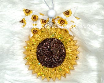 Sunflower freshie with glitter