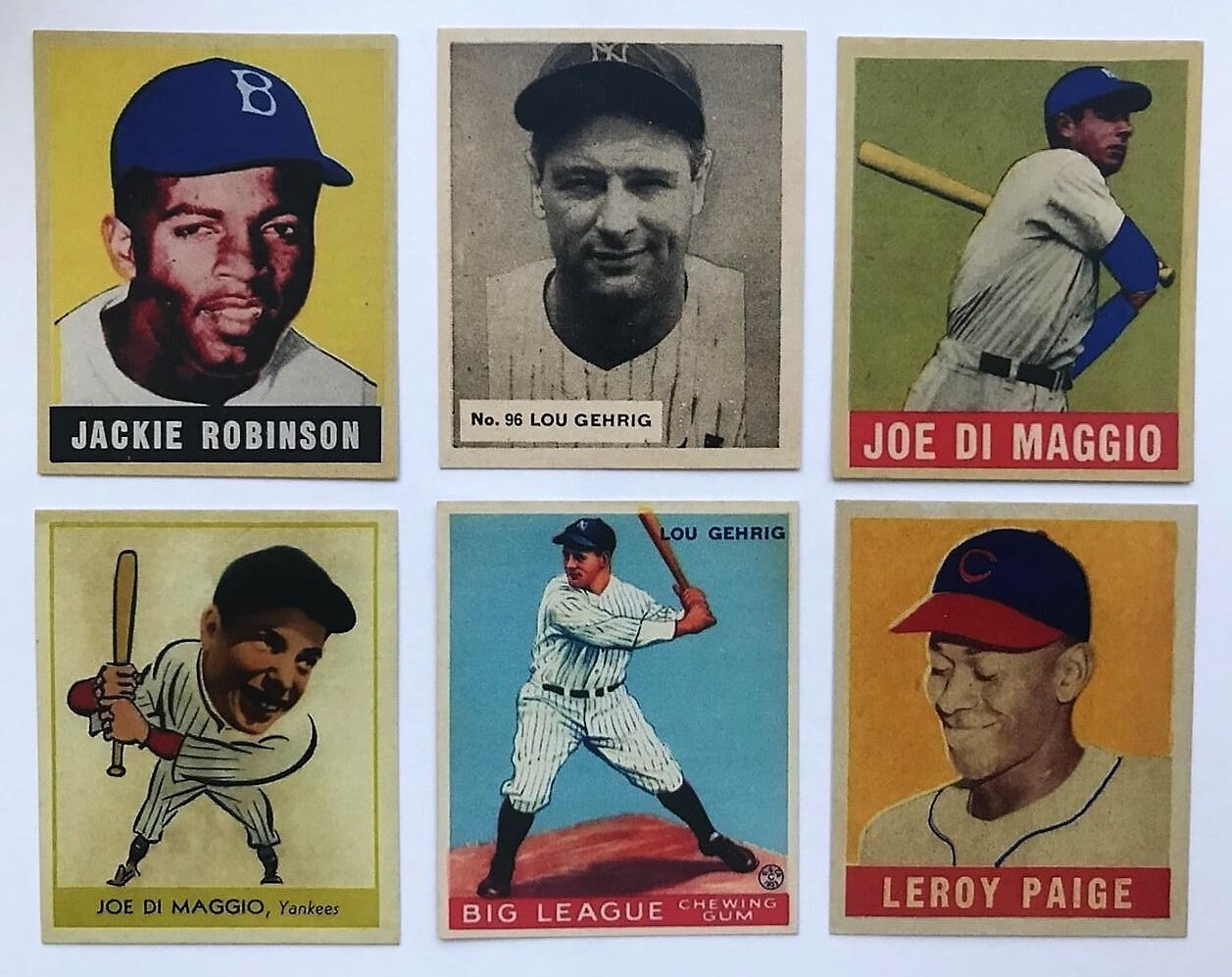 1948 Leaf + Others Novelty Reprint Baseball Cards Babe Ruth Satchel Paige Joe Dimaggio Lou Gehrig