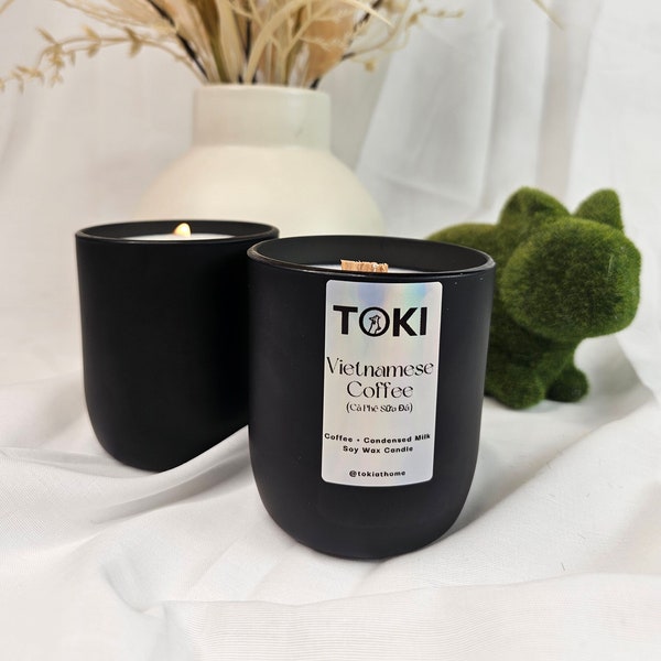 Vietnamese Coffee Soy Wax Candle | Coffee + Condensed Milk | Nostalgic Asian Inspired Fragrances | Crackling Wooden Wick | Food+Coffee Lover