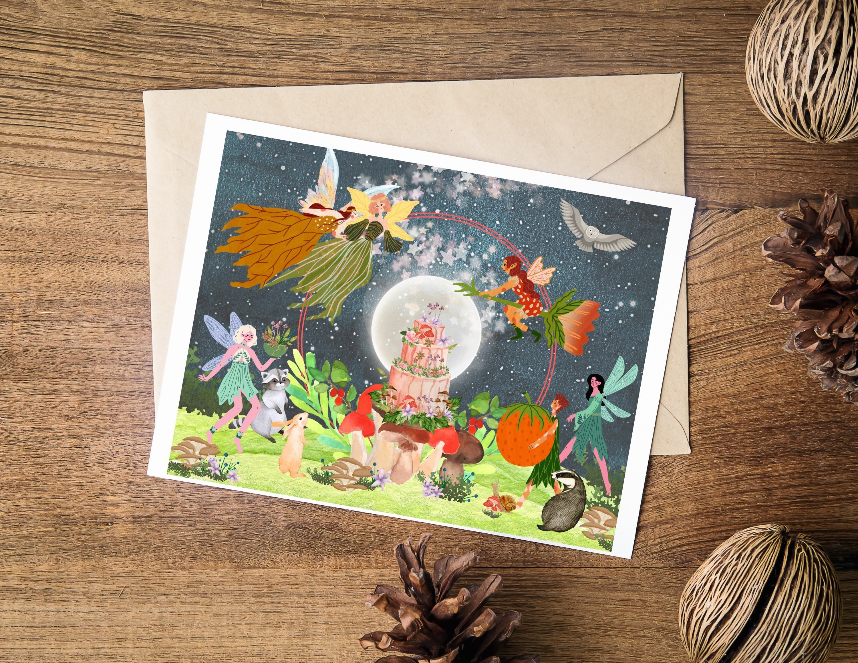 Fairy Mushroom Birthday Cake Fairy Birthday Card or Party Invitation ...