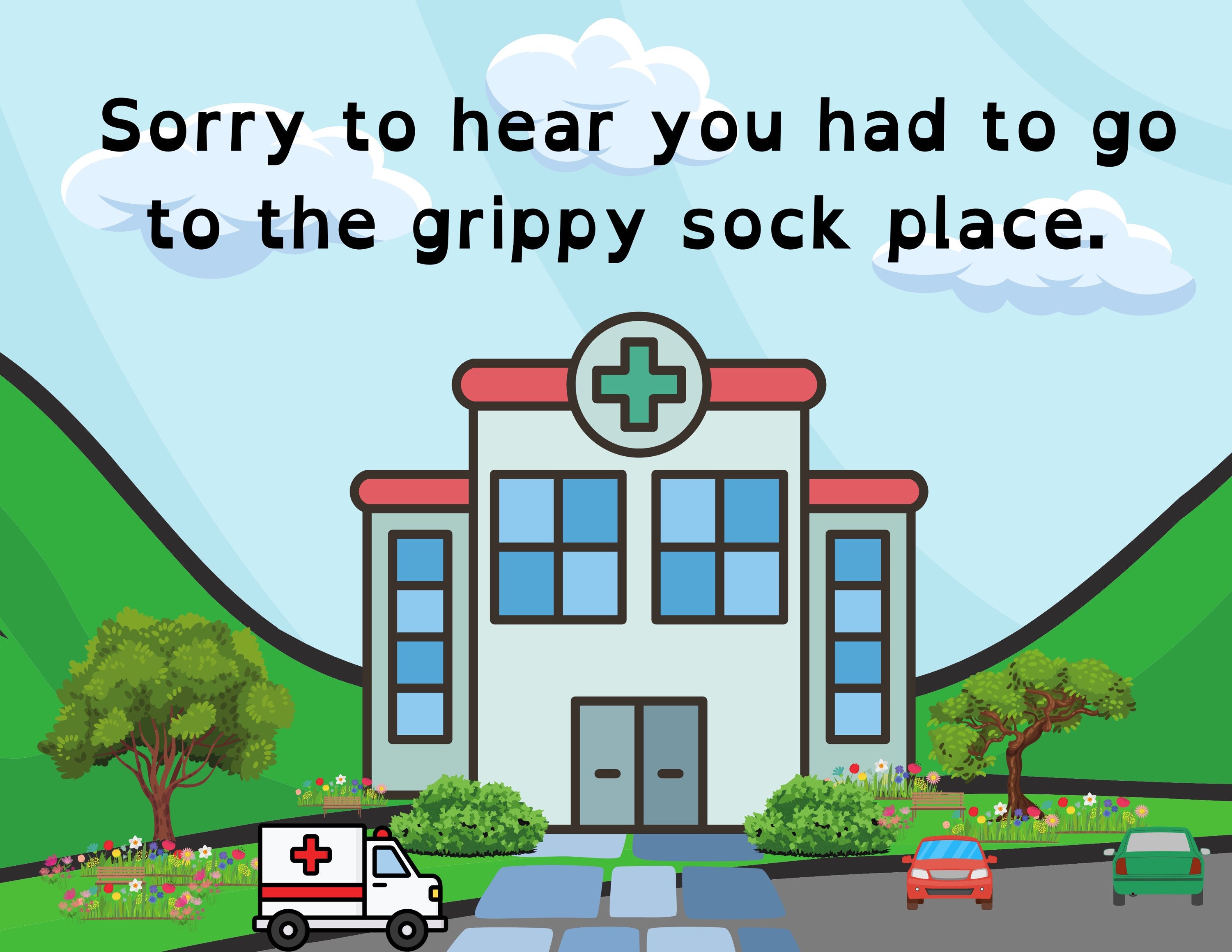 Get Well Soon Note Card - Grippy Sock Puppets Funny Card for a Sick Friend  at Hospital