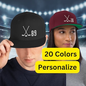 Hockey Snapback Hat | Hockey gift | Hockey Mom Hat | Hockey Dad Hat | Hockey player | Personalize | Customizable | Embroidered | Snapback