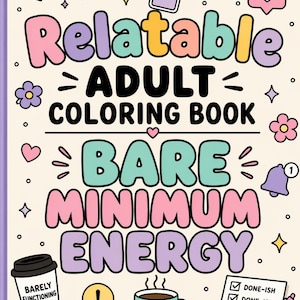 Relaterbar målarbok för vuxna | Rolig minimal energi, stresslindring (digital nedladdning)