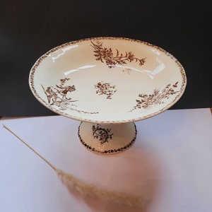 19th&#39; beautiful Ironstone Iron Earth Cake French Stand Antique seIpia from Choisy the king compotier ancient sepia iron earth of Choisy