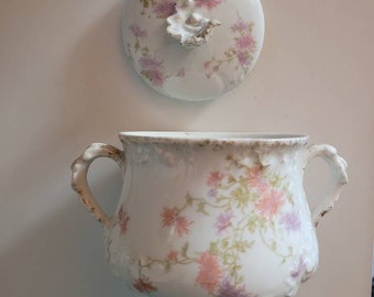 Romantique sucrier pastel en porcelaine fine