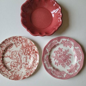 3 vintage mismatched dessert plates / Set of 3 dessert plates gift, birthday, Wedding, Farm house, Cottage Chic, family dinner