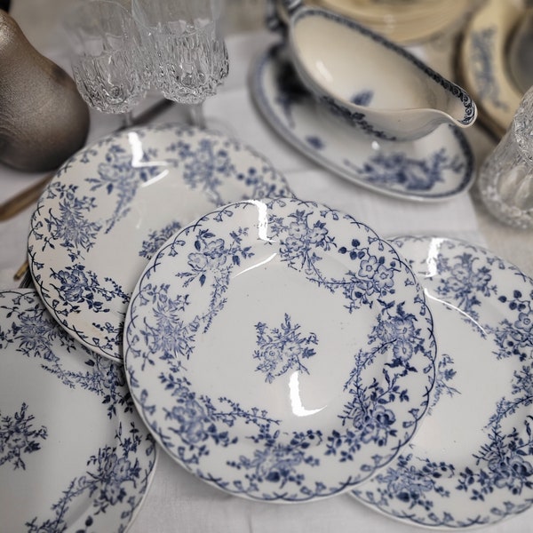 19th' 2 antique French ironstone dinner plates