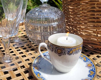 Photophore bougie dans tasse vintage porcelaine française