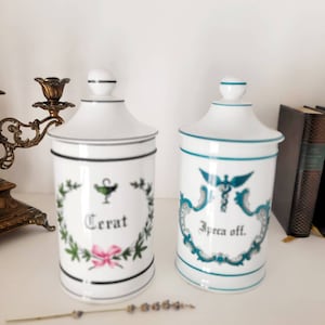 1 Vintage porcelain apothecary pot, ulmet de Limoges france from the 1960s hand painted
