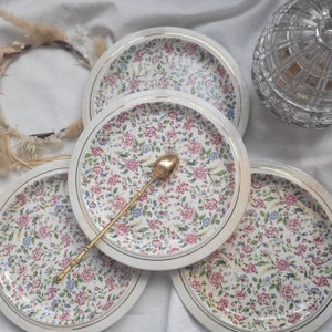4 vintage french dessert flat floral pattern