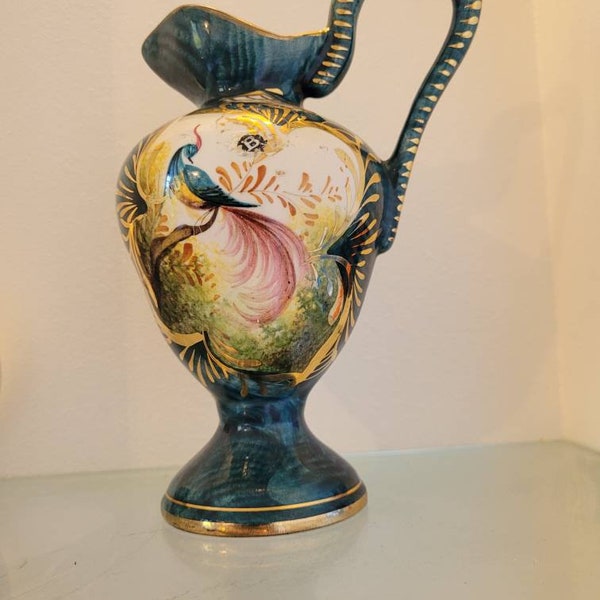 Très original vase BEQUET QUAREGNON  Vintage oiseau du paradis