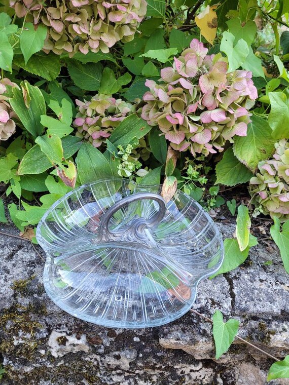 Beautiful Glass Flower Tray and Vintage mandiant Etsy
