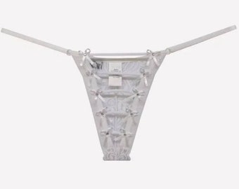 Schwarzer Mesh Crotchless String, Offener Mesh-Höschen, Sexy schwarze Dessous, Crotchless String, Schiere Mesh-Dessous
