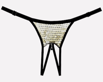 Strappy Dessous, Schwarzer String, Sexy String, ouvert Dessous, Offene Höschen, Schwarz Sexy Höschen, Dessous String, Tanga Höschen