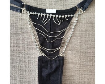 Schwarze Höschen, Sexy Höschen, schiere Höschen, transparente Höschen, schwarze Sexy Dessous, Sexy String, G-String-Tanga, Kettendessous