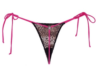 Rosa String, Leopardenmuster, Geparden Tanga, Sexy rosa Höschen, Tanga Höschen, Animal Print String, Sexy Tanga, Geparden Dessous, rosa Dessous