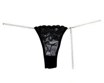Schwarzer Spitzen-Tanga, Sexy Tanga, Spitzen-Tanga, Schiere String, G-String-Tanga, Sexy Höschen, Dessous-Tanga, Tanga-Höschen, schwarze Dessous
