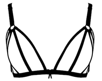 Bralette, Schwarze Dessous, Sexy Dessous, Erotische Dessous, Heiße Dessous, Harness BH, Sexy BH