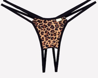 Fetisch Dessous, Höschen mit offenem Schritt, Dessous mit Manschetten, Sexy Spitzenhöschen, Offene Dessous, Sexy String, Schwarzer Spitzen String