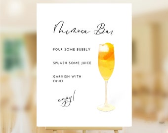 Mimosa Bar Sign, Printable Drink Sign, Instant Download