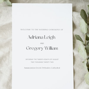 Simple Greek Orthodox Wedding Program Template, Customize, Download and Print