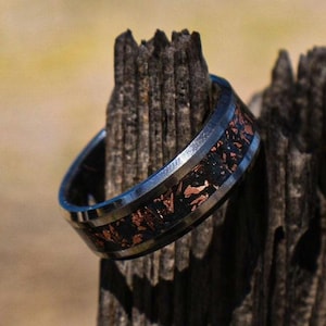 Copper Knight, Tungsten wedding band, Copper glow ring, Unique wedding band.