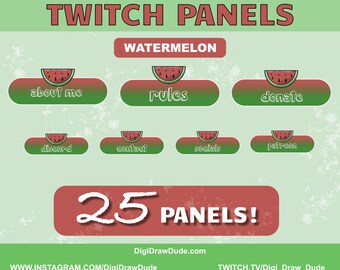 Panneaux Twitch . pastèque. jeux vidéo . créateur de contenu. fruit.