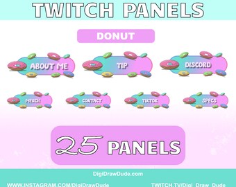 Donut twitch panels. Twitch assets.