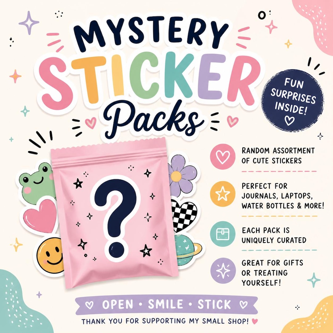 Mystery Sticker Pack | Cute Vinyl Stickers | Random Assorted Stickers ...