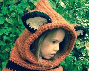 Crocheted Fox Hooded Cowl