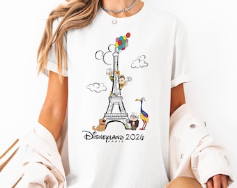 Disneyland Paris 2026, film Disney Paris UP, chemises assorties Paris Disney Family Trip, Tour Eiffel Disney, chemise de groupe Paris, voyage Disney