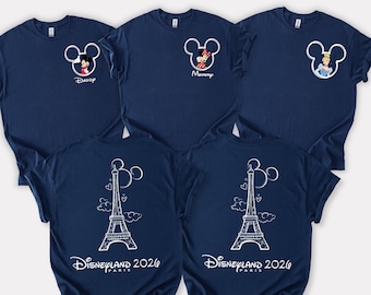 Disneyland Paris, Disney Paris Group Shirts, Custom Name Disney Family Trip Matching Shirts, Mickey Head Shirts, Disney Paris Eiffel tower