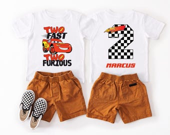 2nd Birthday Cars Shirt, Two Fast Two Furious, Two Fast Lightning Mcqueen, Toddler Birthday Tee, Second Birthday Shirt, Cars Birthday Shirt