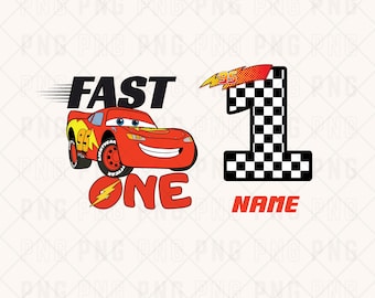 Fast One Cars 1st Birthday PNG, Lightning Mcqueen, digital download