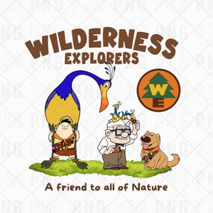 Disney Pixar Up Movie PNG, UP Wilderness Explorers, Up Movie Carl Kevin Dug Russell, Up movie wilderness explorer, Up Russell shirt png, Dug