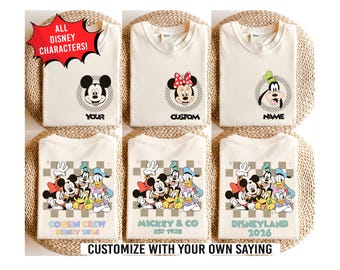 Camisetas personalizadas para viajes a Disney, camisetas a juego de Mickey y sus amigos, Mickey a cuadros