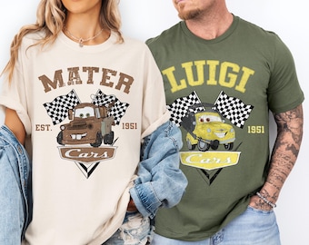 Camisetas familiares a juego de Cars de Disney, camiseta grupal de Cars de Disney, vacaciones en Disney, camiseta de Cars de Disney, estilo retro desgastado, McQueen 95, camisetas de Mater