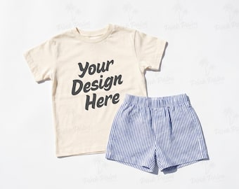 Maquette de t-shirt pour tout-petit Rabbit Skins 3321, chemise naturelle pour enfants, pose à plat, téléchargement numérique