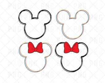 Oreilles de Mickey et Minnie croquis PNG, chemises assorties Disney, téléchargement numérique