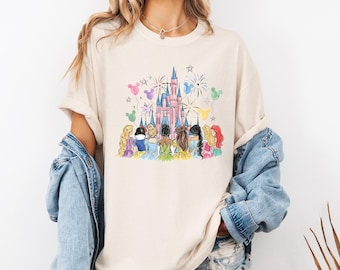 Chemise princesse Disney, chemise anniversaire princesse Disney personnalisée, chemise princesse personnalisée, aquarelle