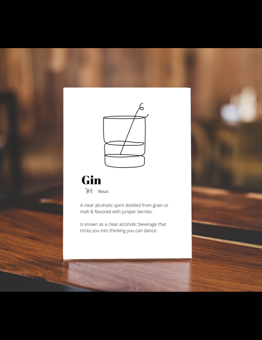 Gin Definition Print Wall Art Print Wall Decor Modern Gin Etsy