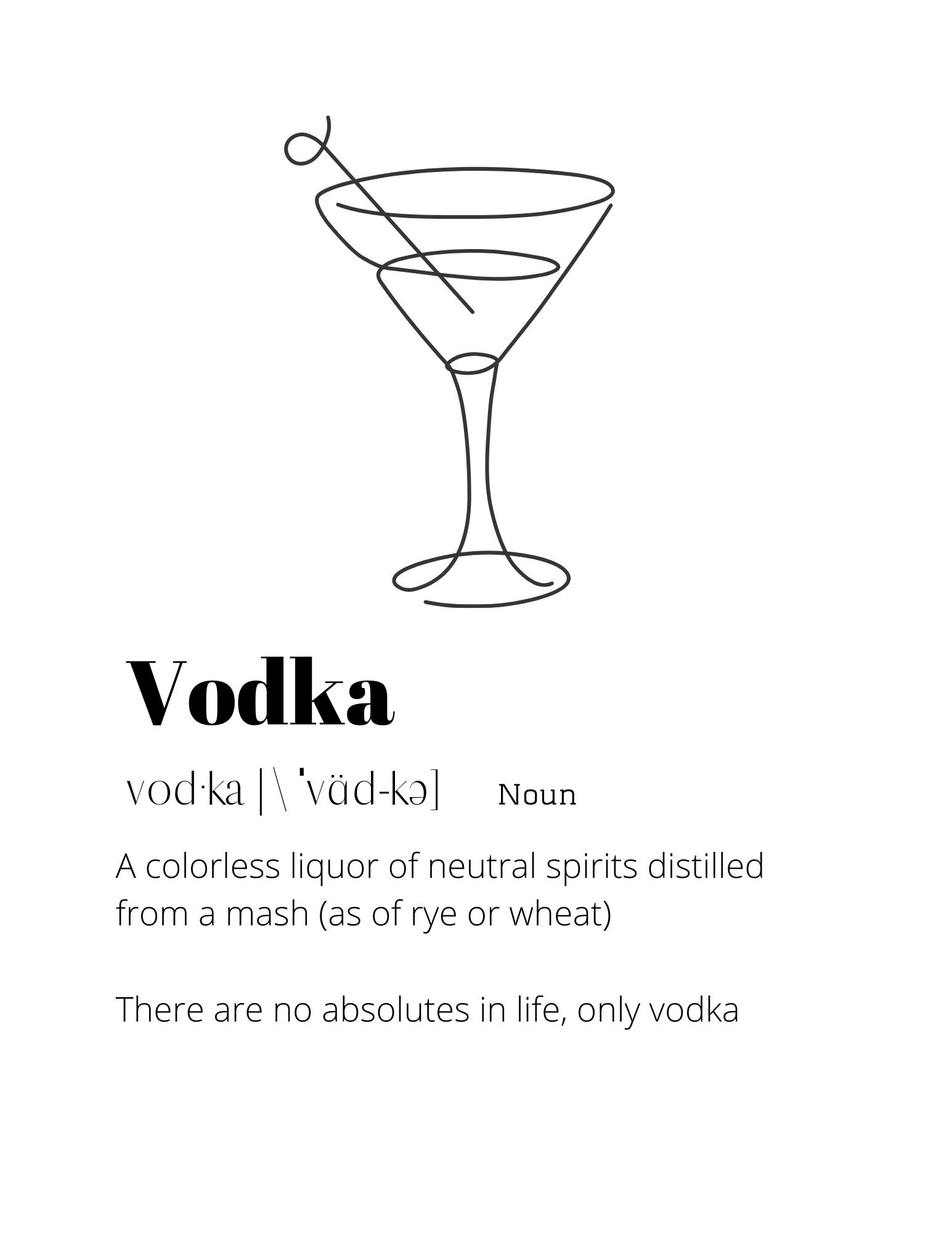 Vodka Definition Print Wall Art Print Wall Decor Modern Etsy