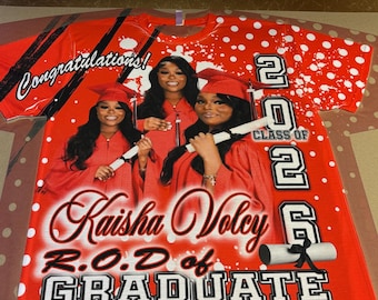 Camiseta personalizada con estampado 3D integral, graduación, cumpleaños